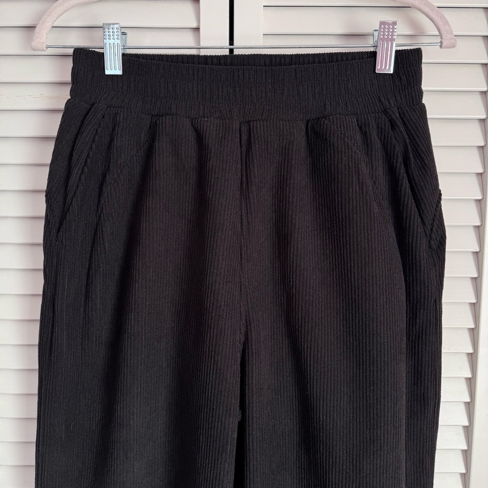 Halara High Waist Wide Straight Leg Mop Corduroy Like Casual Pants Black Small - Picture 5 of 10